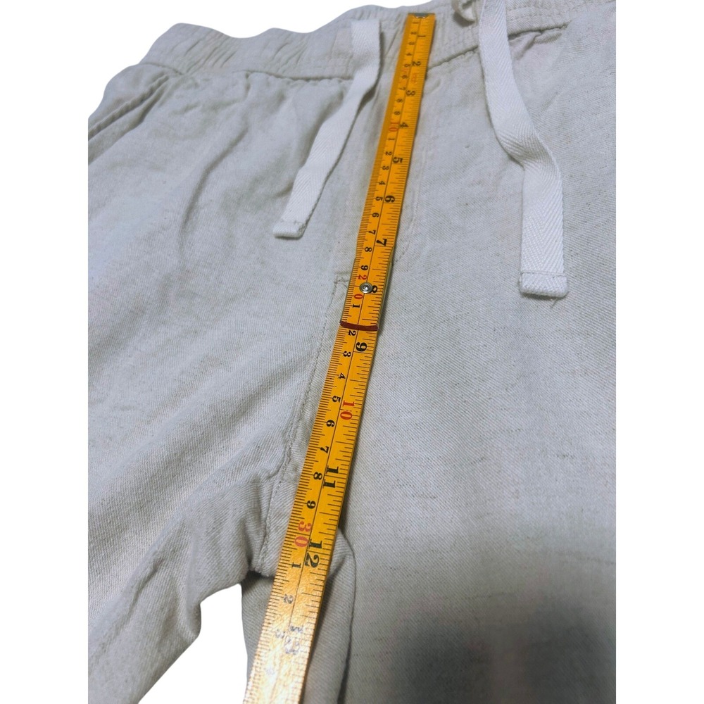 Zara Womens Beige Linen Blend Drawstring Elastic Waist Straight Leg Pants Size M - Picture 6 of 7